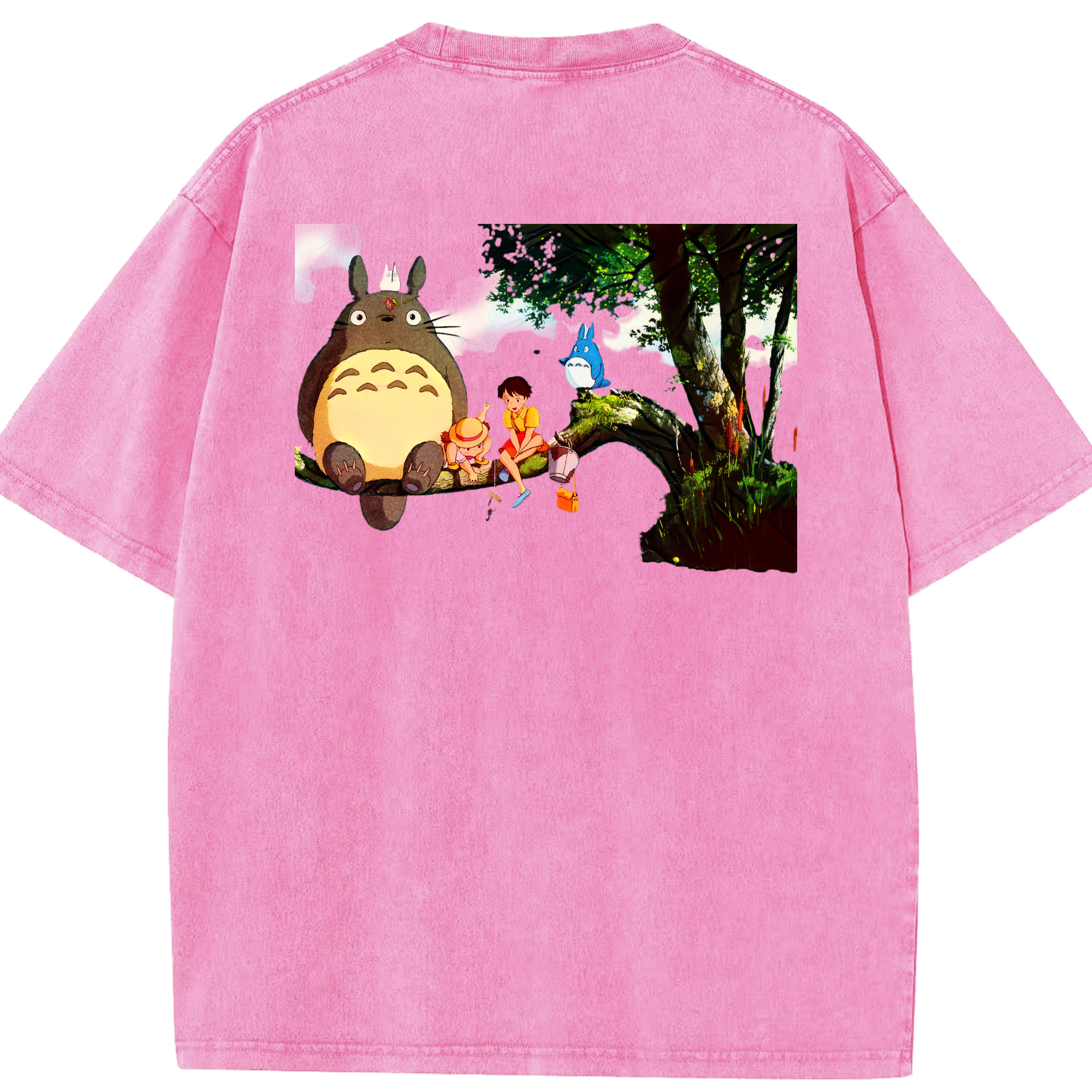 （画像用） となりのトトロ 草壁メイ 草壁サツキ My Neighbor Totoro Satsuki Kusakabe Mei Kusakabe 綿100% ヴィンテージ風 半袖Tシャツ（背面プリント）